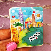 Aimant de réfrigérateur souvenir touristique en bois de haute qualité en gros aimant de dessin animé personnalisé réfrigérateur souvenir tunisie aimant de réfrigérateur