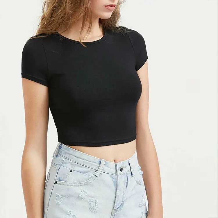 women's round neckline regular fit boat neck bamboo crop top t tshirt customized with soft and breathable bamboo viscose jersey