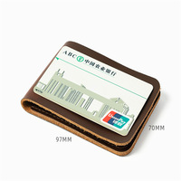 Portefeuille en cuir véritable Crazy Horse pour hommes, porte-cartes, fait à la main, Slim et minimaliste pour femmes, étui à pochettes Rfid, vente en gros
