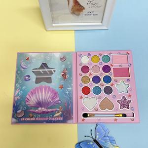 Mignon dessin animé sirène 18 couleurs nacré mat brillant blush multifonctionnel ombre à paupières plateau de maquillage - Product Image 3