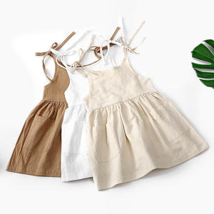 Robe d'été en lin et coton avec poches pour bébés filles, vêtements de boutique pour enfants - Product Image 3