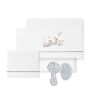 Jirafa modello neonato presepe Set 3 pz lettino in lino impermeabile con trapunta in lana indossabile e tecnica trapuntata per neonati - Product Image 1