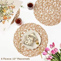 Sets de table ronds pour table à manger, napperon en papier tissé Boho Decor Circle pour mariage Noël Thanksgiving Holiday Dinner