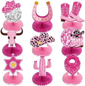 Western Cowgirl Decorations Bachelorette Party Decorations Cowgirl Honeycomb Centerpieces for Last Disco Cowgirl Party Supplies