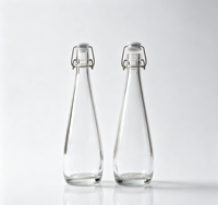 Bouteille en verre transparent à bouchon basculant, bouteille vide de qualité alimentaire pour l'eau, les boissons, l'huile, le stockage en cuisine