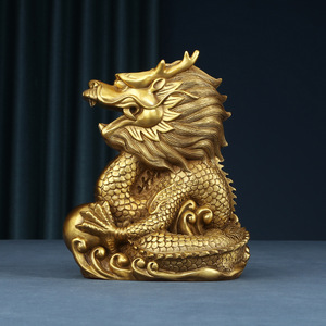 Brass Dragon Figurine Feng Shui <b>Desk</b> Decor Home Office Gift Chinese New Year Decoration - Product Image 2