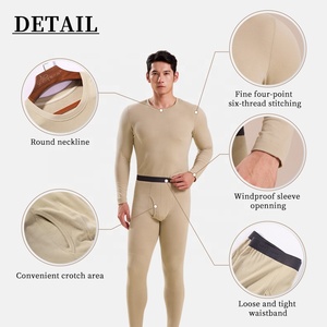 Set di Intimo Termico Invernale da <span class=keywords><strong>Uomo</strong></span> in Seta di Gelso e <span class=keywords><strong>Lana</strong></span>, Taglie Grandi L-3XL, Morbido e Caldo, Fornitore Aiermei - Product Image 3