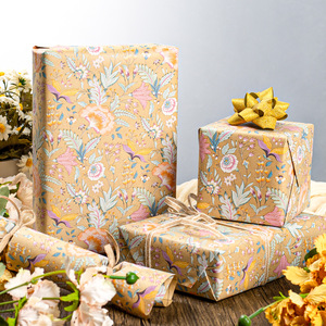 Papel de Regalo Kraft con Diseño Floral, Revestimiento de Doble Cara, Ecológico, para Manualidades y Empaque de Regalos - Product Image 2