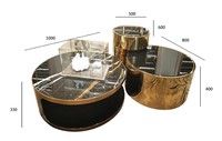 Ensemble latéral rond de 3 tables basses lumineuses de luxe combinaison de meubles de salon table centrale à miroir circulaire en acier inoxydable