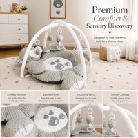 Alfombra de Actividades para Bebé de Lujo en Gris Minky, con Forma de Oso de Peluche, Acolchada, Estilo Nórdico, Centro de Aprendizaje Sensorial, Regalo para Recién Nacidos