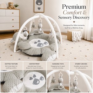 <span class=keywords><strong>Tapis</strong></span> d'éveil <span class=keywords><strong>de</strong></span> luxe gris en minky pour bébé, <span class=keywords><strong>tapis</strong></span> <span class=keywords><strong>de</strong></span> jeu rembourré en forme d'ours en peluche, centre d'apprentissage sensoriel <span class=keywords><strong>de</strong></span> style nordique, cadeau pour nouveau-né - Product Image 5