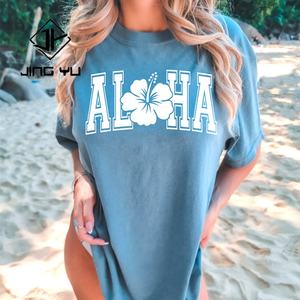 Camiseta de Algodón Orgánico Personalizada para Mujer con Estampado, Camiseta de Verano 100% Algodón, Holgada, Transpirable, con Cuello Redondo - Product Image 2