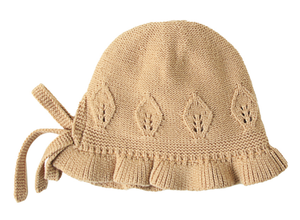 Bonnet tricoté 100 % coton personnalisé pour bébé, avec nœud mignon ajouré, doux, pour printemps, automne, extérieur, cadeau pour filles, couvre-chef - Product Image 4