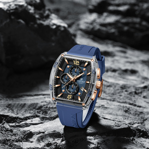NAVIFORCE 6101 <span class=keywords><strong>Montre</strong></span> pour homme résistante à l'eau <span class=keywords><strong>5</strong></span> bars, verre transparent, bracelet en silicone, <span class=keywords><strong>montre</strong></span> à quartz, fabrication propre en Chine - Product Image 4