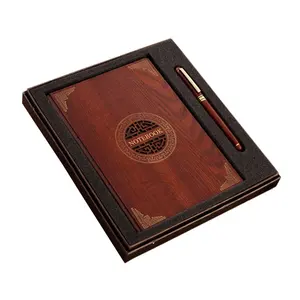 Klasik taklit maun dizüstü hediye özellikleri stokta logo ile vintage ahşap dizüstü iş hediye seti