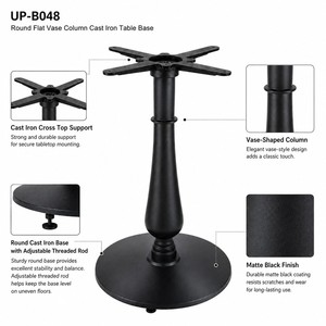 Base de table commerciale moderne en fonte, noir mat, hauteur réglable 28,3 cm, tige filetée, pour restaurant, café, bar, prix DDP USA - Product Image 3