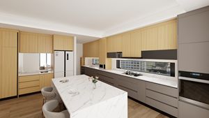 SANTOPOVA Modern MDF Modular Kitchen <b>Cabinet</b> Wooden Plywood <b>with</b> Single-side Matt Lacquer Stylish Melamine Design - Product Image 2