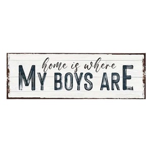 Etiqueta de pared rectangular de madera estilo INS, en stock, con la inscripción "My Boys", adhesivo decorativo de pared con barra de madera, letrero con eslogan. - Product Image 5