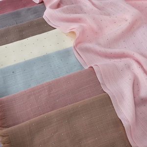 Bandanas ethniques, châle pour femmes musulmanes, écharpe en fil de bambou, enveloppe avec ornements en cristal et franges, couleur <span class=keywords><strong>Ure</strong></span>, bordure scintillante - Product Image 3