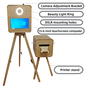 Cabina de Fotos de 15.6 Pulgadas con Textura de Madera y Color de Pintura Vintage, Compatible con Cámaras DSLR y SLR para Bodas y Fiestas - Product Image 5