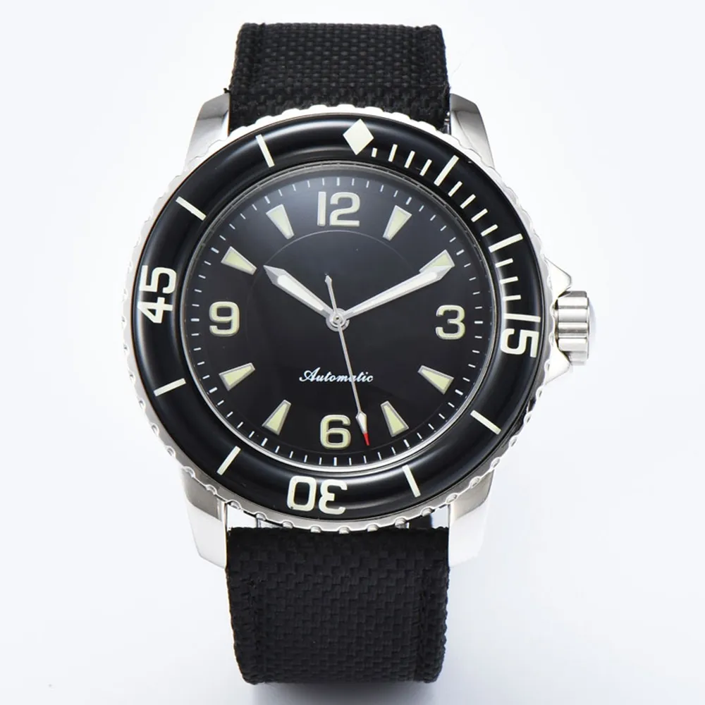 OEM Logo Men's Watch Fiftys Fathoms MIYOTA Movement rubber Bezel Sports Style Automatic Mechanical Wrist watches 100M Waterproof