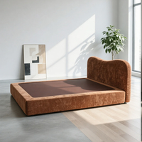 Lit compressé en boîte, revêtement en velours de luxe, confortable, mousse souple, cadre de lit moderne, taille Queen ou King