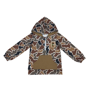 Boutique al por mayor de alta calidad nueva llegada caza Camo marrón Sudadera con capucha bolsillo con cremallera manga larga Niño pulóver niño ropa - Product Image 1