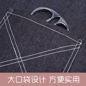 Denim Double Shoulder <b>Apron</b> <b>Black</b> Polyester Restaurant Bar Workwear Antifouling - Product Image 2