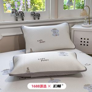 Hongchang Ice Silk Cooling Bedding Set 1.5m 1.8m Summer Cartoon <b>Fitted</b> <b>Sheet</b> Mattress Protector - Product Image 4