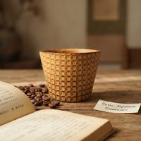 Taza de Café de Cerámica Japonesa de 230 ml, Taza para Latte Art con Textura en Relieve de Anillo de Árbol, Estilo Retro Minimalista, 4 Diseños