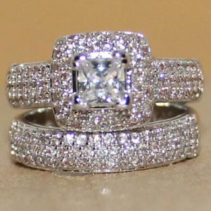 Set di Anelli con Zirconia Cubica Quadrata per Donne, Gioielli Semplici e alla Moda da Regalo - Product Image 4