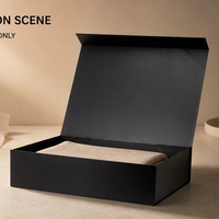 Boîte cadeau rigide pliable noire personnalisée avec intérieur profond pour l'emballage de luxe de vêtements, de bijoux, de cosmétiques et de cadeaux de marque