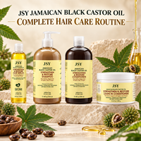 Ensemble de soins capillaires à l'huile de ricin noire jamaïcaine en marque propre avec shampoing, après-shampoing, crème sans rinçage et sérum pour cheveux secs et texturés