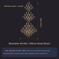 Grand Lustre en Cristal de Métal pour Villa Salon Escalier Loft Duplex-Suspendu Creux Design du Sol au Plafond