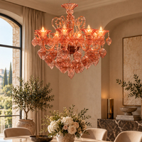 Lustre en verre de style Murano de luxe, lampe suspendue en verre orange en forme de goutte d'eau pour salon, hôtel, hall