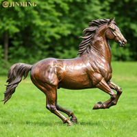 Sculptures de chevaux en cuivre moulé à l'extérieur personnalisées, sculptures de chevaux simulés, sculptures et ornements de chevaux de course