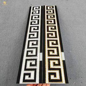 Springletile 계단 타일 디자인 세라믹 고급 벽 장식 테두리 타일 실버 그리스 키 패턴 광택 유리 테두리 타일 - Product Image 5