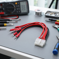 Harness Kabel Merah Hitam Kustom dengan Konektor Plastik Putih Terminal Garpu Tipe-U untuk Pengkabelan Peralatan Kontrol Elektronik