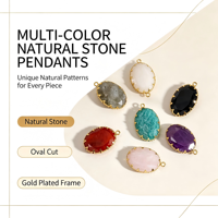 Collier en acier inoxydable plaqué or 18 carats NIMAI PVD avec pendentif en pierre naturelle ovale facettée et chaîne serpent pour femme, bijoux en gros