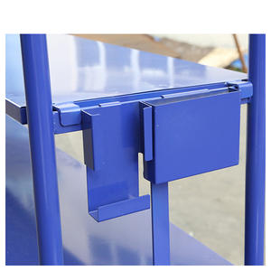 Carro de mano de almacén de supermercado de acero brillante de alta calidad, gran capacidad, estructura de malla de plataforma de 500KG, 4 ''PU - Product Image 5