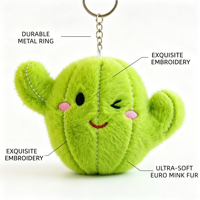 Porte-clés en peluche Cactus Kawaii de 4 pouces, jouet en coton doux rembourré, vente en gros, prix pour machine à griffes, cadeau mignon et amusant pour petite fête