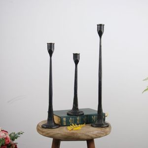 Black Cast Iron Candlestick Set Round Stemmed <b>Candle</b> Holder Wedding Decoration Candlelight <b>Dinner</b> Ornament - Product Image 2