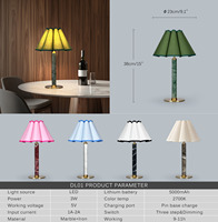 Lampes de table en marbre et albâtre, luxe, hôtel, mariage, lampe de table rechargeable, abat-jour en tissu, source de lumière 2700K, étanche IP54