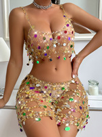European American Cross-Border Performance Wear New Hollow Rhinestone Body Chain Sexy Sling Color for Nightclub Shows