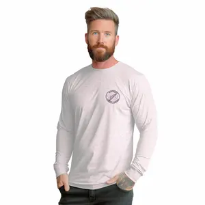 Custom cotton polyester men's long sleeve crew neck printing cut and sew t-shirt