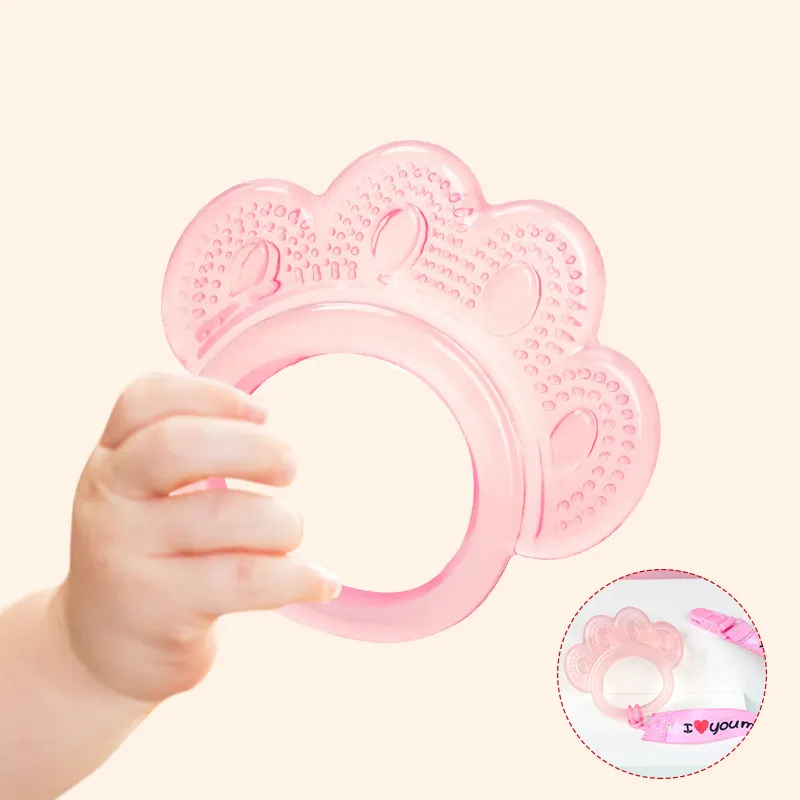 Kustom bayi permen karet bebas BPA silikon PP lunak transparan kartun beruang alat mainan bayi Teether latihan gusi Teether