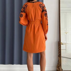 ชุดเดรสผ้าฝ้ายลินินทรงเอ สไตล์ลำลอง คอโอ แขนยาว ความยาวปานกลาง เหมาะสำหรับวันหยุดฤดูร้อนสำหรับผู้หญิง  ปรับแต่งได้ตามต้องการ - Product Image 4