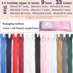 Fermeture éclair en nylon multicolore à glissière cachée, à extrémité fermée, pour vêtements, robes et accessoires de couture - En stock usine OCO - 3 #   Fermeture éclair invisible - Product Image 2