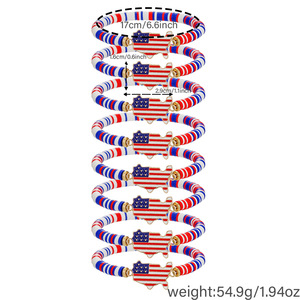 Usa Alloy Flag Beaded <b>Bracelet</b> Set <b>Red</b> White Blue Unisex Jewelry For Independence Day Anniversary - Product Image 4