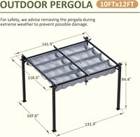 Pergola extérieure moderne 10'x12' avec auvent rétractable – Vente en gros à chaud